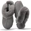 imageProject Cloud House Slippers for Women  Genuine Leather ampamp Natural Fur Lining Fluffy Slippers  Memory Foam Womens Shoes HedyGrey
