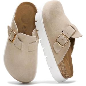 imageProject Cloud Genuine Leather Platform Clogs for Women Footwear  Memory Foam Arch Support Cork Footbed Casual Shoes ampamp Mules for Women 2025 Benton ChunkyBeige