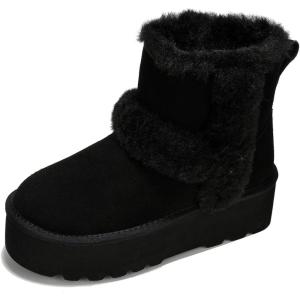 imageProject Cloud Genuine Suede Winter Boots for Women  Memory Foam Platform Nonslip Ankle Footwear  Fall Shoes 2025 FurbyBlack