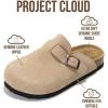 imageProject Cloud Clogs for Kids  Genuine Leather Kids Clogs with Cork Footbed Arch Support  NonSlip Slippers ampamp Sandals for Boys ampamp Girls FootwearStone Suede