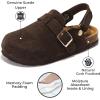 imageProject Cloud Clogs for Kids  Genuine Leather Kids Clogs with Cork Footbed Arch Support  NonSlip Slippers ampamp Sandals for Boys ampamp Girls FootwearDark Choco Brown Suede With Back Strap