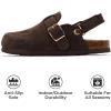 imageProject Cloud Clogs for Kids  Genuine Leather Kids Clogs with Cork Footbed Arch Support  NonSlip Slippers ampamp Sandals for Boys ampamp Girls FootwearDark Choco Brown Suede With Back Strap