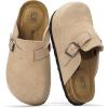 imageProject Cloud Clogs for Kids  Genuine Leather Kids Clogs with Cork Footbed Arch Support  NonSlip Slippers ampamp Sandals for Boys ampamp Girls FootwearStone Suede