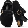 imageProject Cloud Clogs for Kids  Genuine Leather Kids Clogs with Cork Footbed Arch Support  NonSlip Slippers ampamp Sandals for Boys ampamp Girls FootwearBlack Fur Lined