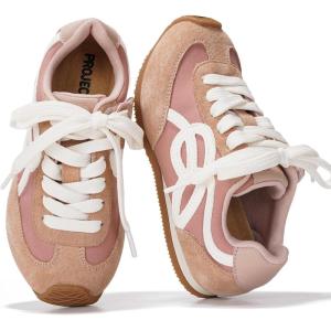 imageProject Cloud Kids Shoes for Girls  NonSlip Trendy Fashion Sneakers Girls Shoes  Lace Up with Memory Foam Insole Kids Sneakers Little LowyNude