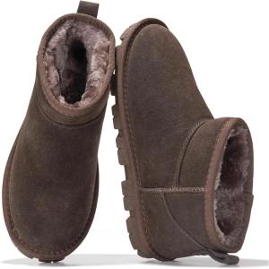 imageProject Cloud Genuine Leather Ankle Boots for Women  Water Resistant Womens Boots with Memory Foam Insole  Comfortable Fall Shoes for Women 2025 HikeyChocolate Brown Suede