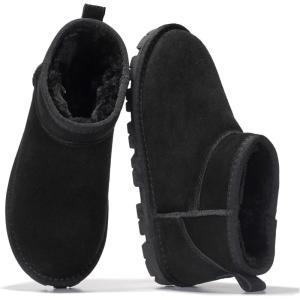 imageProject Cloud Genuine Leather Ankle Boots for Women  Water Resistant Womens Boots with Memory Foam Insole  Comfortable Fall Shoes for Women 2025 HikeyBlack Suede