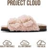 imageProject Cloud Fur Kids Sandals with Adjustable Buckle  Natural Cork Footbed Slides Sandals for Girls wMemory Foam  Non Slip Slide Sandals Santorini KidLight Pink