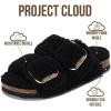 imageProject Cloud Fur Kids Sandals with Adjustable Buckle  Natural Cork Footbed Slides Sandals for Girls wMemory Foam  Non Slip Slide Sandals Santorini KidBlack