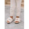 imageProject Cloud Fur Kids Sandals with Adjustable Buckle  Natural Cork Footbed Slides Sandals for Girls wMemory Foam  Non Slip Slide Sandals Santorini KidOffwhite