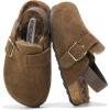 imageProject Cloud Clogs for Kids  Genuine Leather Kids Clogs with Cork Footbed Arch Support  NonSlip Slippers ampamp Sandals for Boys ampamp Girls FootwearBrown Fur Lined