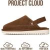 imageProject Cloud Kids Clogs Genuine Leather with Back Strap  Memory Foam ampamp Lightweight Slipon Boys and Girls Sandals with Adjustable Straps  NonSlip Clogs for Kids Sandals Little GoldstarMocha Suede