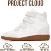 imageProject Cloud Wedge Sneakers for Women  Memory Foam Insole Womens Sneakers  Lightweight ampamp Non Hi Top Womens Shoes  Stylish Fall Shoes for Women 2025 MarantWhite