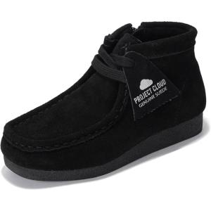 imageProject Cloud Kids Chukka Boots Genuine Leather Ankle Boots for Boys ampamp Girls  NonSlip Fall Shoes Girls Boots for Kids with Memory Foam Insole ampamp Gum Rubber Sole Girls Shoes LILWALLYBOOTBlack Suede