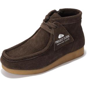 imageProject Cloud Kids Chukka Boots Genuine Leather Ankle Boots for Boys ampamp Girls  NonSlip Fall Shoes Girls Boots for Kids with Memory Foam Insole ampamp Gum Rubber Sole Girls Shoes LILWALLYBOOTDark Choco Brown Suede