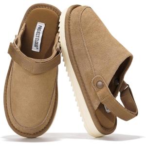 imageProject Cloud Kids Clogs Genuine Leather with Back Strap  Memory Foam ampamp Lightweight Slipon Boys and Girls Sandals with Adjustable Straps  NonSlip Clogs for Kids Sandals Little GoldstarWheat Suede