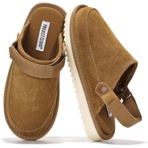 imageProject Cloud Kids Clogs Genuine Leather with Back Strap  Memory Foam ampamp Lightweight Slipon Boys and Girls Sandals with Adjustable Straps  NonSlip Clogs for Kids Sandals Little GoldstarChestnut Suede