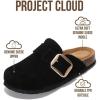imageProject Cloud Genuine Leather Clogs for Women Shoes  Memory Foam Insole NonSlip ampamp Natural Cork Footbed Arch Support Big Buckle Womens Clogs and Mules for Women Footwear ManchesterBlack