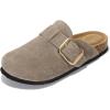 imageProject Cloud Genuine Leather Clogs for Women Shoes  Memory Foam Insole NonSlip ampamp Natural Cork Footbed Arch Support Big Buckle Womens Clogs and Mules for Women Footwear ManchesterTaupe