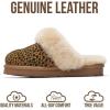 imageProject Cloud Genuine Leather Slippers for Women Footwear with Genuine Fur Lining Womens Clogs ampamp Mule  NonSlip IndoorOutdoor Scuff Womens Slippers with Memory Foam Insole HenkaDark Brown Leopard Suede