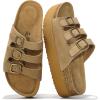 imageProject Cloud Genuine Leather Platform Sandals Women Footwear  Comfortable Wedges with Memory Foam Insole  Non Slip 3Strap Summer Sandals for Women 2025 DyanChestnut