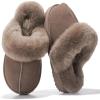 imageProject Cloud Genuine Leather Slippers for Women Footwear with Genuine Fur Lining Womens Clogs ampamp Mule  NonSlip IndoorOutdoor Scuff Womens Slippers with Memory Foam Insole HenkaTaupe