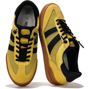 imageProject Cloud Genuine Leather Casual Sneakers for Women  Memory Foam Insoles LaceUp Womens Shoes ampamp Lightweight Womens Fashion Sneakers  NonSlip Shoes for Women Footwear VerdictYellow Suede