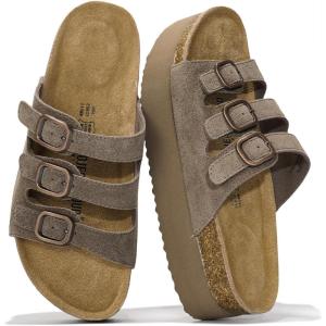 imageProject Cloud Genuine Leather Platform Sandals Women Footwear  Comfortable Wedges with Memory Foam Insole  Non Slip 3Strap Summer Sandals for Women 2025 DyanChocolate