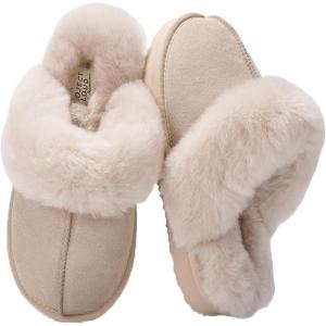 imageProject Cloud Genuine Leather Slippers for Women Footwear with Genuine Fur Lining Womens Clogs ampamp Mule  NonSlip IndoorOutdoor Scuff Womens Slippers with Memory Foam Insole HenkaSand Suede