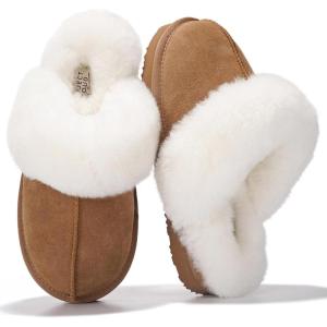 imageProject Cloud Genuine Leather Slippers for Women Footwear with Genuine Fur Lining Womens Clogs ampamp Mule  NonSlip IndoorOutdoor Scuff Womens Slippers with Memory Foam Insole HenkaChestnut
