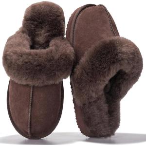 imageProject Cloud Genuine Leather Slippers for Women Footwear with Genuine Fur Lining Womens Clogs ampamp Mule  NonSlip IndoorOutdoor Scuff Womens Slippers with Memory Foam Insole HenkaChocolate Brown