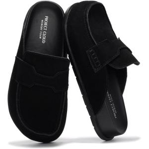 image:imageProject Cloud Genuine Leather Womens Clog  Memory Foam Arch Support NonSlip Sole Mules ampamp Clogs for Women Footwear  Platform Winter Shoes FoamyBlack Suede