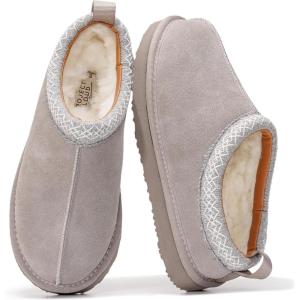 imageProject Cloud Genuine Leather Womens Slippers with Genuine Australian Shearling Fur Lining Slippers for Women  NonSlip EVA with Memory Foam Fuzzy Slippers Women Footwear NeritaGrey Mono Suede