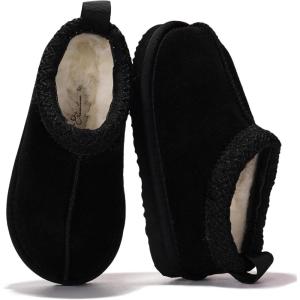 imageProject Cloud Genuine Leather ampamp Australian Shearling Slippers for Kids  Memory Foam Fuzzy ampamp NonSlip Fluffy Slippers Girls Footwear ampamp Boys Footwear Kids Unisex Shoe Dream WarmBlack