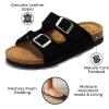 imageProject Cloud Genuine Leather Slides For Kids  Natural Cork Footbed Slides for Kids Sandals for Girls ampamp Boys  NonSlip Boys ampamp Girls SandalsBlack Suede