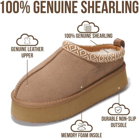 imageProject Cloud 100 Genuine Leather Platform Slippers for Women  Soft Memory Foam Womens Slippers ampamp Supportive Clogs for Women 2025  Cozy Stylish Everyday Footwear SayreWheat