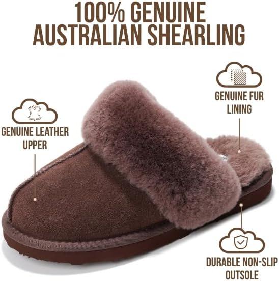 imageProject Cloud 100 Genuine Leather Slippers for Women Footwear with Genuine Fur Lining Womens Clogs ampamp Mule  NonSlip IndoorOutdoor Scuff Womens Slippers with Memory Foam Insole HenkaChocolate Brown