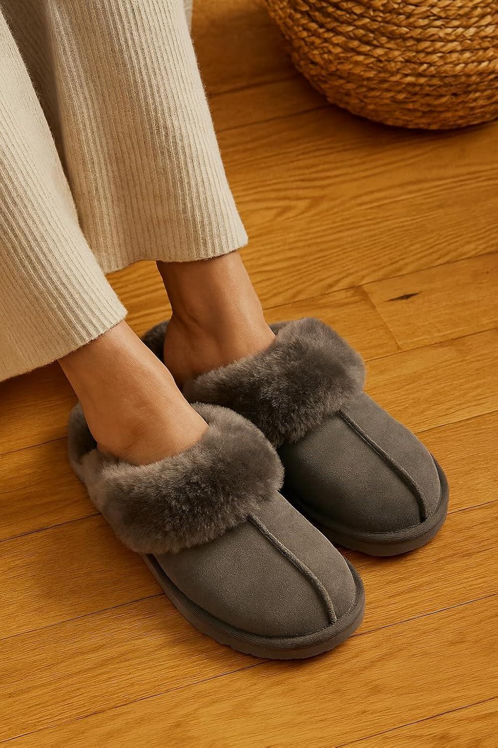 imageProject Cloud 100 Genuine Leather Slippers for Women Footwear with Genuine Fur Lining Womens Clogs ampamp Mule  NonSlip IndoorOutdoor Scuff Womens Slippers with Memory Foam Insole HenkaFrost Suede