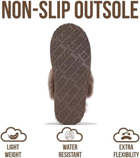 imageProject Cloud 100 Genuine Leather Slippers for Women Footwear with Genuine Fur Lining Womens Clogs ampamp Mule  NonSlip IndoorOutdoor Scuff Womens Slippers with Memory Foam Insole HenkaTaupe