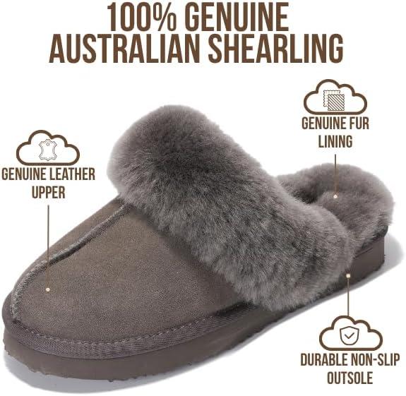 imageProject Cloud 100 Genuine Leather Slippers for Women Footwear with Genuine Fur Lining Womens Clogs ampamp Mule  NonSlip IndoorOutdoor Scuff Womens Slippers with Memory Foam Insole HenkaFrost Suede