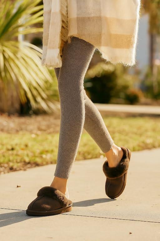 imageProject Cloud 100 Genuine Leather Slippers for Women Footwear with Genuine Fur Lining Womens Clogs ampamp Mule  NonSlip IndoorOutdoor Scuff Womens Slippers with Memory Foam Insole HenkaChocolate Brown