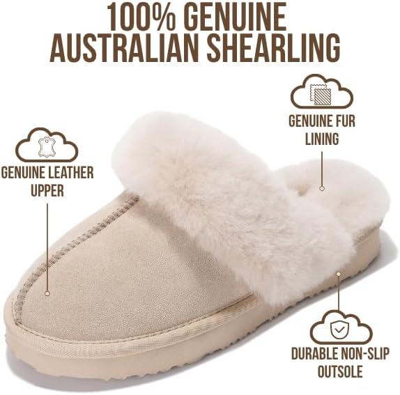 imageProject Cloud 100 Genuine Leather Slippers for Women Footwear with Genuine Fur Lining Womens Clogs ampamp Mule  NonSlip IndoorOutdoor Scuff Womens Slippers with Memory Foam Insole HenkaSand Suede