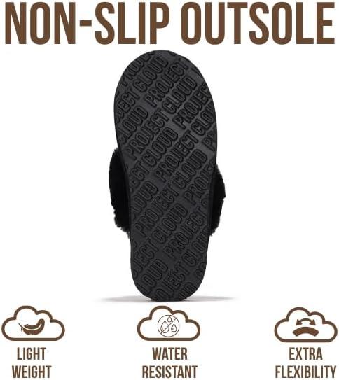imageProject Cloud 100 Genuine Leather Slippers for Women Footwear with Genuine Fur Lining Womens Clogs ampamp Mule  NonSlip IndoorOutdoor Scuff Womens Slippers with Memory Foam Insole HenkaBlack