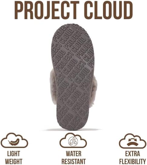 imageProject Cloud 100 Genuine Leather Slippers for Women Footwear with Genuine Fur Lining Womens Clogs ampamp Mule  NonSlip IndoorOutdoor Scuff Womens Slippers with Memory Foam Insole HenkaGrey