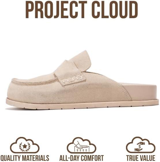 imageProject Cloud 100 Genuine Leather Womens Clog  Memory Foam Arch Support NonSlip Sole Mules ampamp Clogs for Women Footwear  Platform Winter Shoes FoamyBone Suede
