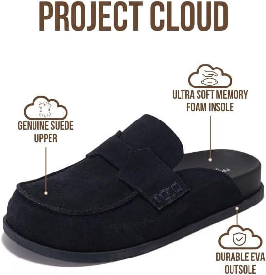 imageProject Cloud 100 Genuine Leather Womens Clog  Memory Foam Arch Support NonSlip Sole Mules ampamp Clogs for Women Footwear  Platform Winter Shoes FoamyMidnight Suede