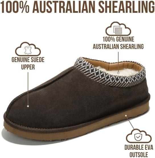 imageProject Cloud 100 Genuine Leather with Australian Shearling Lining Mens Slippers ampamp Memory Foam Insole Outdoor ampamp House Slippers for Men  NonSlip Fuzzy Mens Shoes RelaxationChocolate