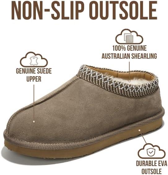 imageProject Cloud 100 Genuine Leather with Australian Shearling Lining Mens Slippers ampamp Memory Foam Insole Outdoor ampamp House Slippers for Men  NonSlip Fuzzy Mens Shoes RelaxationTaupe