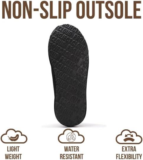 imageProject Cloud 100 Genuine Leather with Australian Shearling Lining Mens Slippers ampamp Memory Foam Insole Outdoor ampamp House Slippers for Men  NonSlip Fuzzy Mens Shoes RelaxationBlack