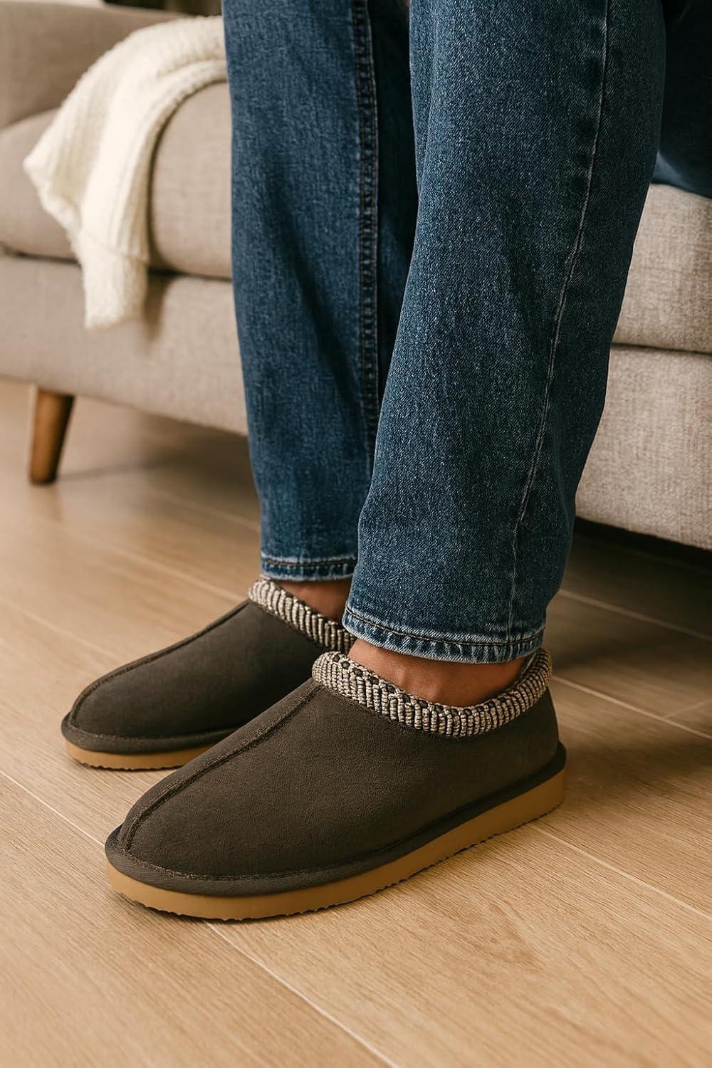 imageProject Cloud 100 Genuine Leather with Australian Shearling Lining Mens Slippers ampamp Memory Foam Insole Outdoor ampamp House Slippers for Men  NonSlip Fuzzy Mens Shoes RelaxationChocolate